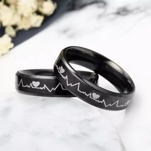 Stainless Steel Heartbeat Ring Men / Women